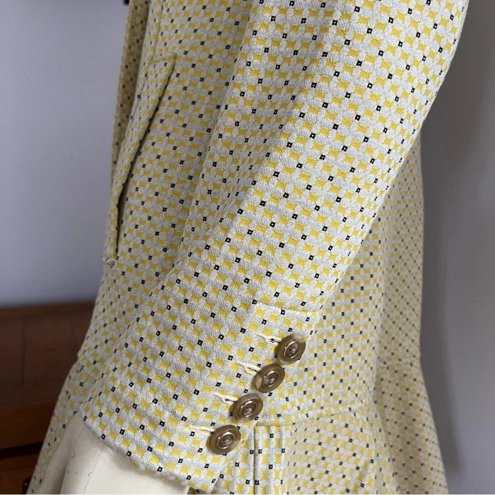 Cabi Women’s Hobnob Topper Jacket Swing Coat Daffodil Yellow Geometric Design S - Picture 9 of 15